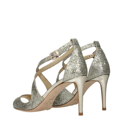 Gold Plastic Stiletto Heel Sandals