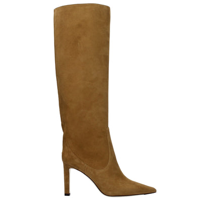 Brown Leather High Heel Boots