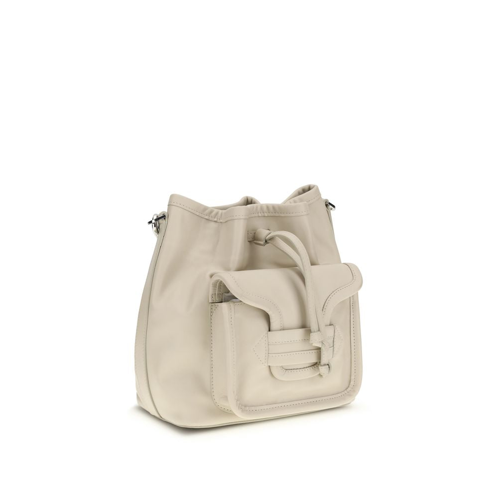 Beige Calf Leather Bos Taurus Backet Bag