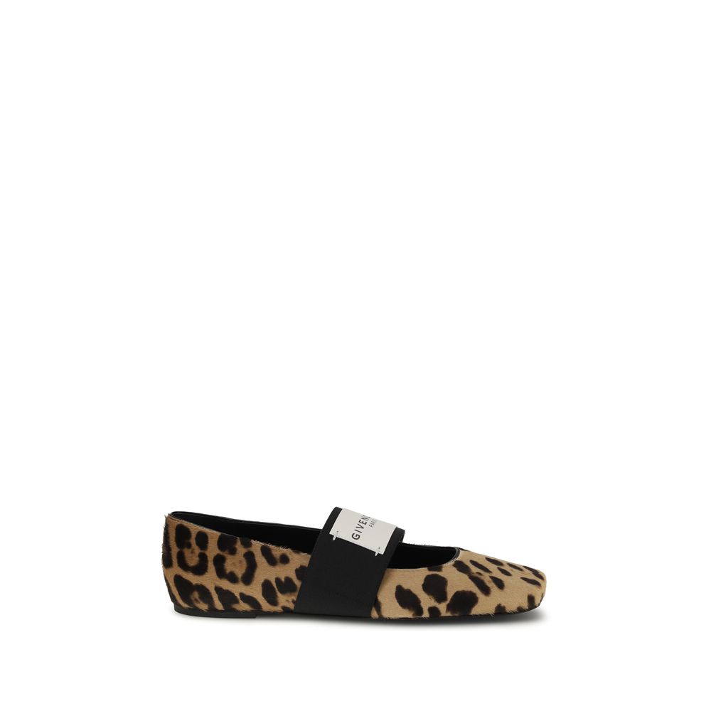 Beige Calf Leather Bos Taurus Ballet Flats