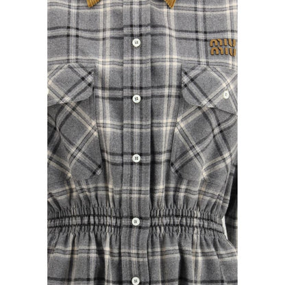 Gray Cotton Casual Dress