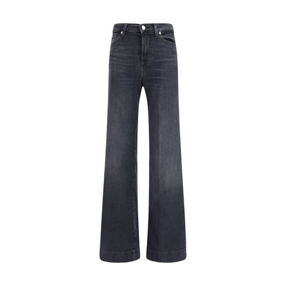 Black Cotton Flared Jeans