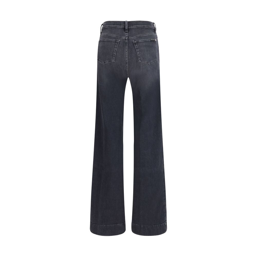Black Cotton Flared Jeans