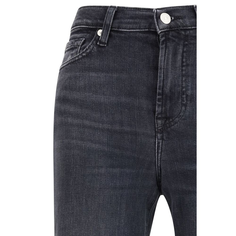 Black Cotton Flared Jeans