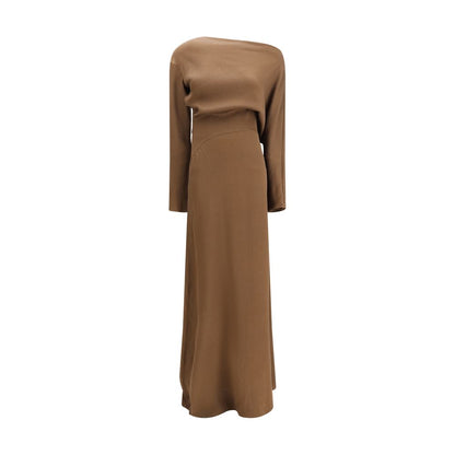 Brown Silk Casual Dress