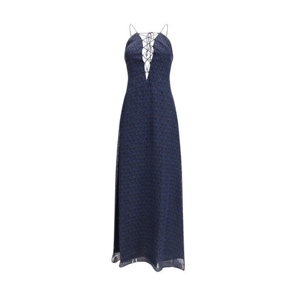Blue Silk Casual Dress