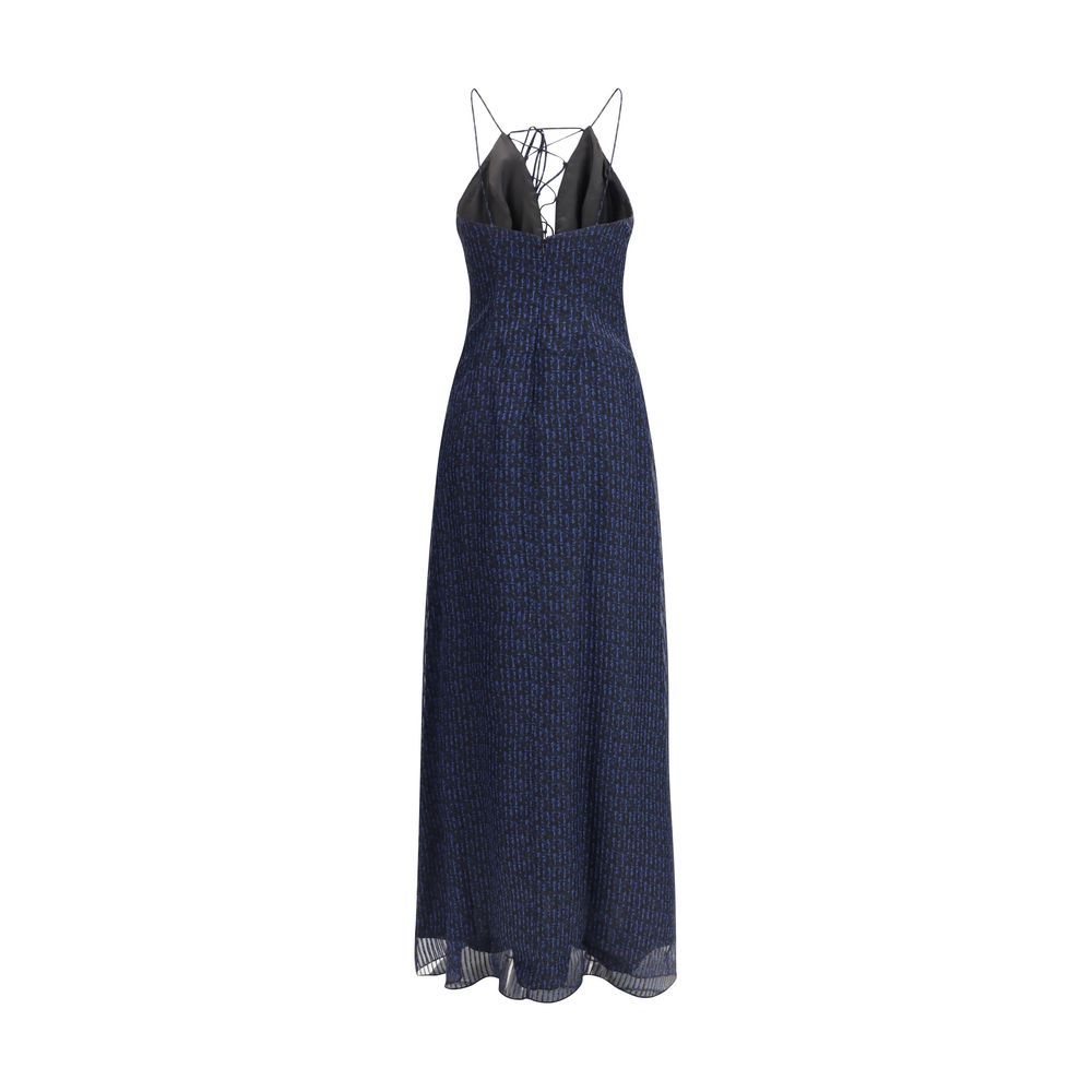 Blue Silk Casual Dress