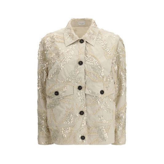 Beige Cotton Full-Length Jacket