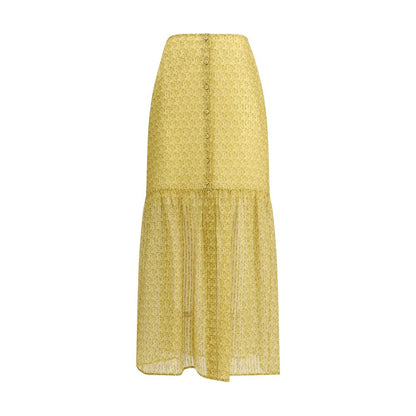 Bicolor Silk Long Skirt