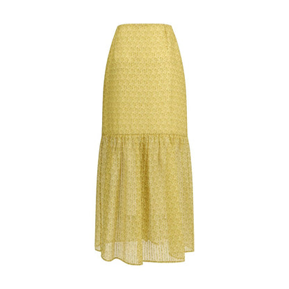Bicolor Silk Long Skirt