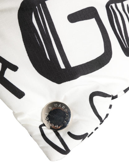 White Logo Print Whole Head Wrap Capello Hat