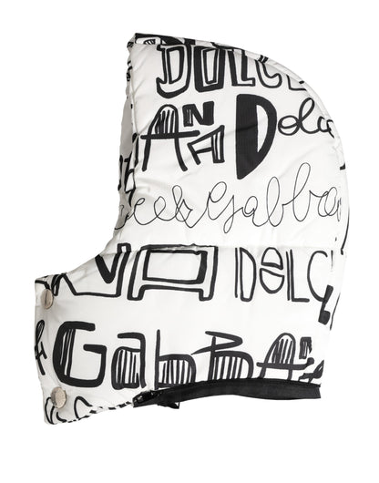 White Logo Print Whole Head Wrap Capello Hat