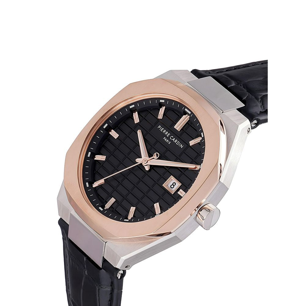 Black Leather Dress Watch