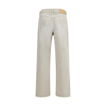 Gray Cotton Straight-Leg Jeans