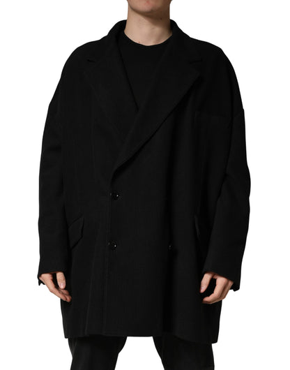 Black Double Breasted 2 Buttons Suit Jacket