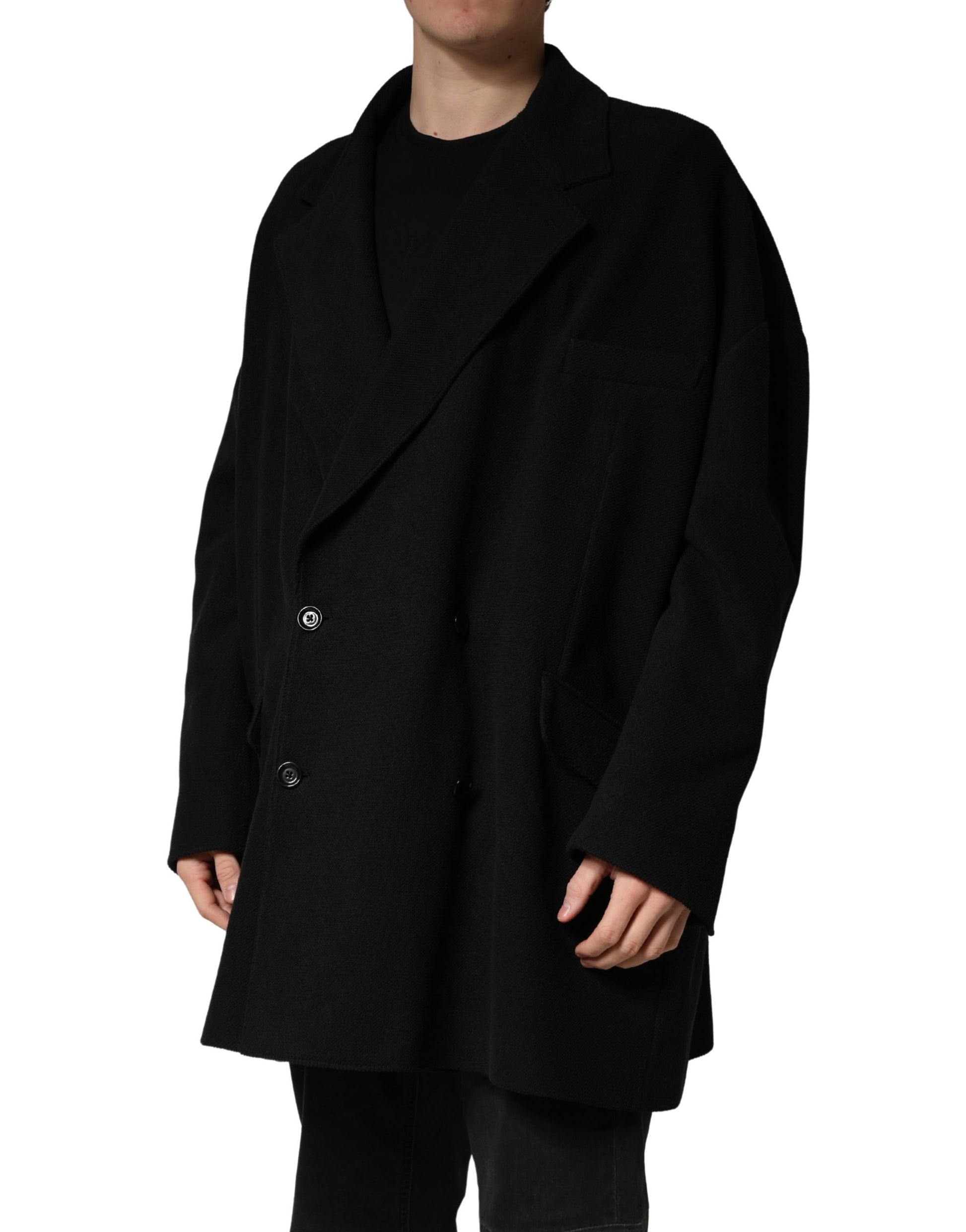 Black Double Breasted 2 Buttons Suit Jacket