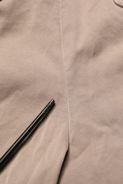 Beige Straight Cargo Chino Trouser Pants