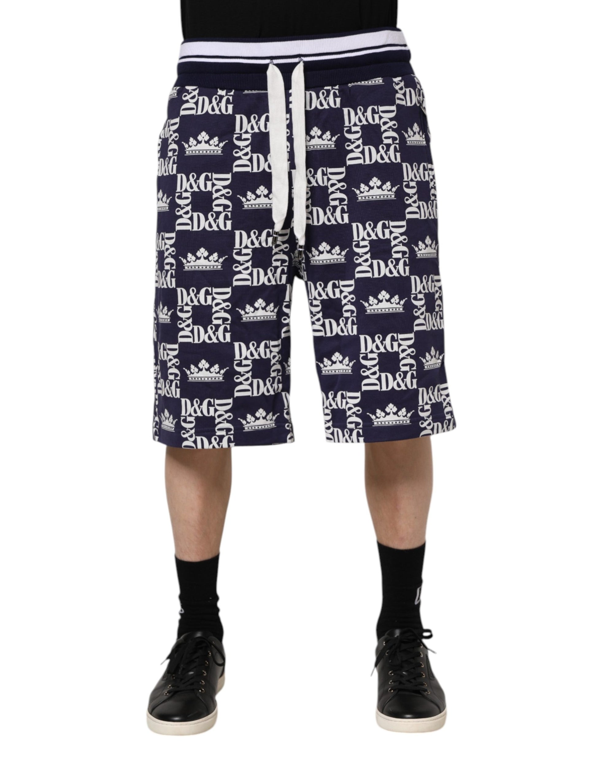 Blue DG Logo Print Chino Men Bermuda Shorts