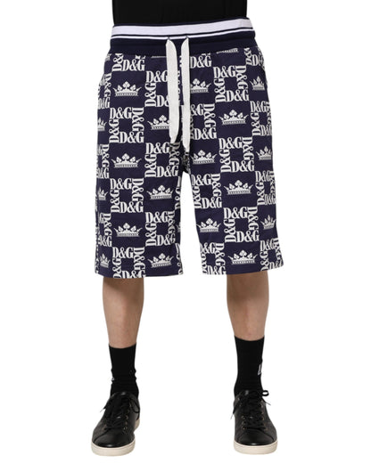 Blue DG Logo Print Chino Men Bermuda Shorts
