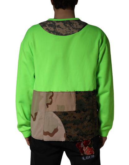Green Patchwork Heart Men Sweatshirt Sweater