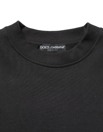 Black Cotton Crew Neck Sweatshirt  Sweater
