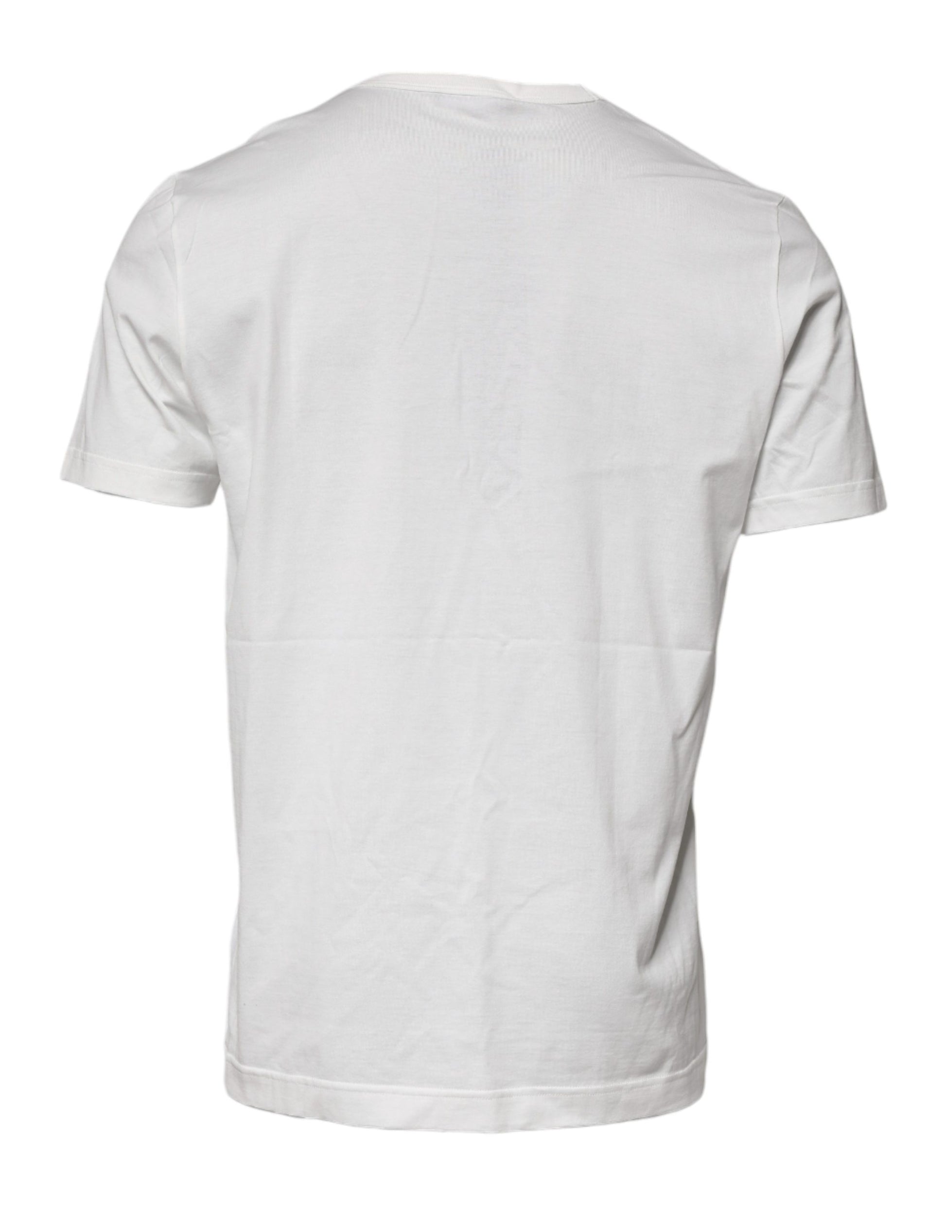 White Logo Plaque Cotton Crew Neck  T-shirt