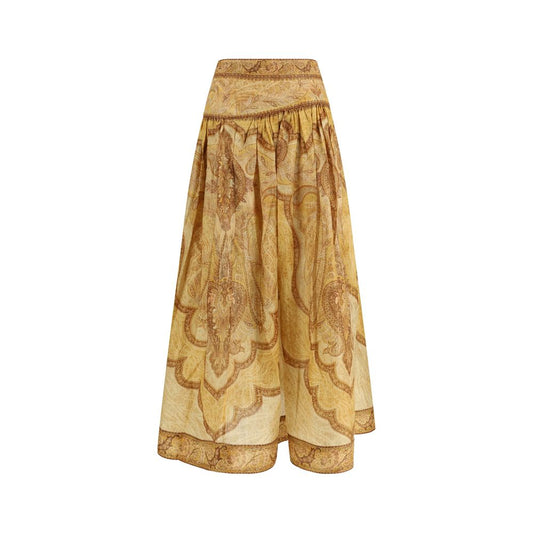 Bicolor Cotton Long Skirt