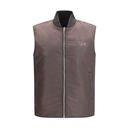 Brown Polyamide Sleeveless Jacket