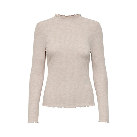 Beige Polyester Turtleneck
