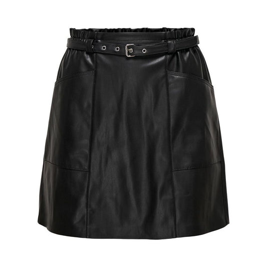 Black Polyester Mini Skirt