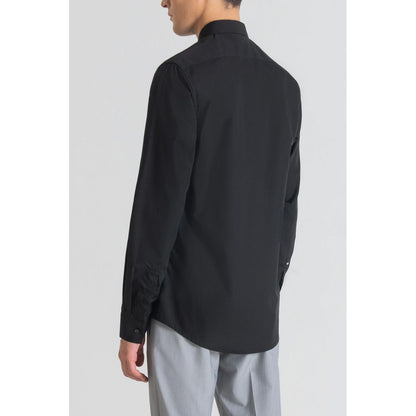 Black Cotton Dress Shirt