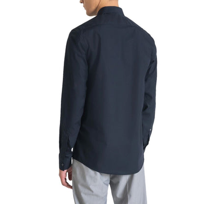 Blue Cotton Dress Shirt