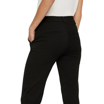 Black Polyester Casual Pants