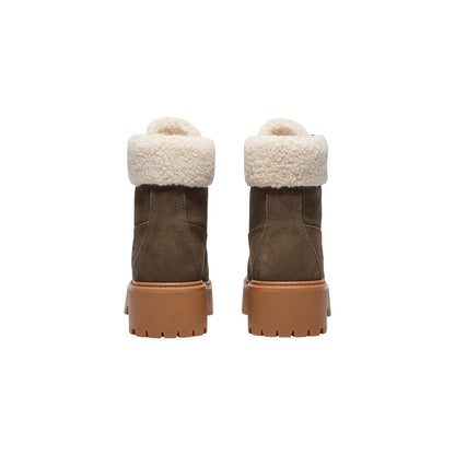 Brown Recycled Leather Lace-Up Boots