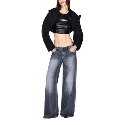 Gray Cotton Relaxed Fit Jeans