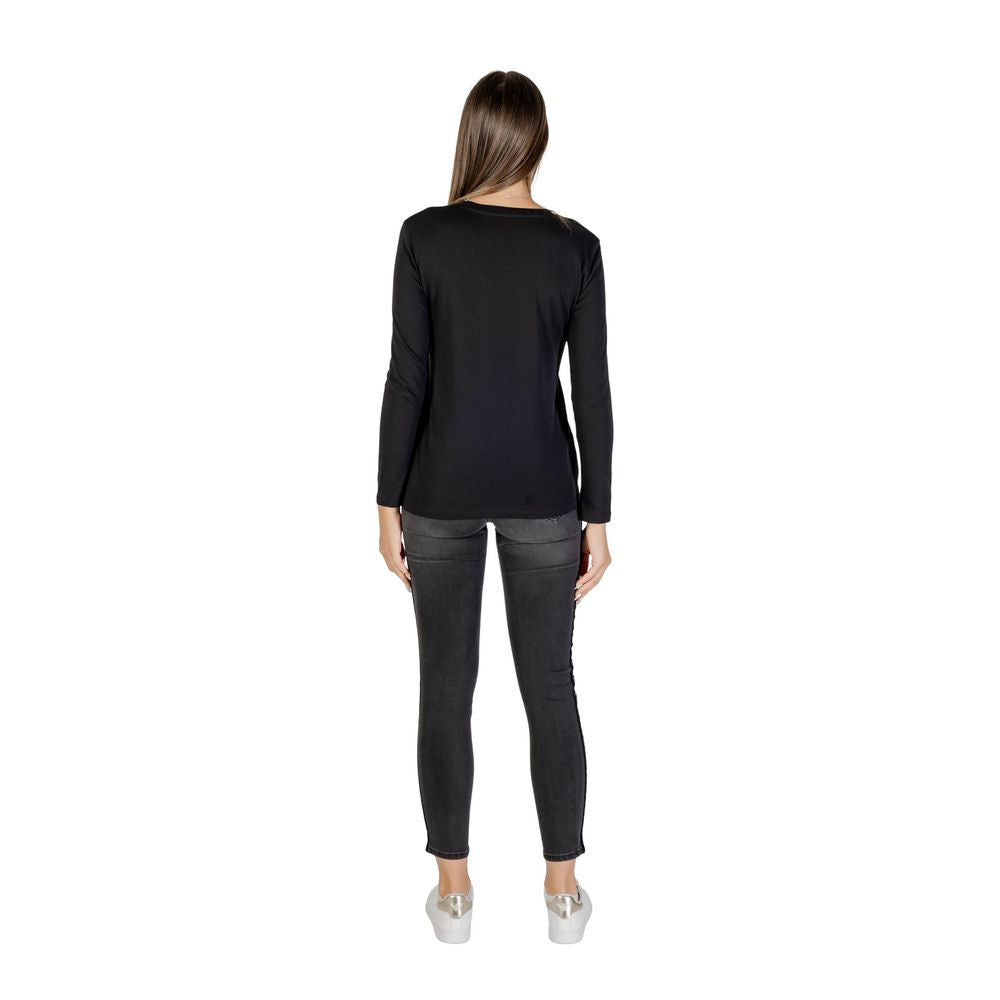 Black Cotton Long Sleeve T-Shirt