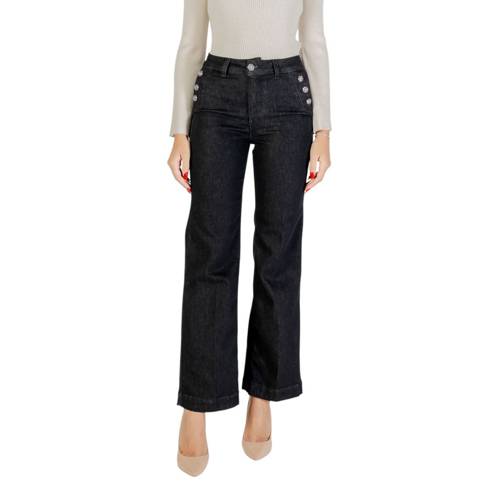 Black Cotton Bootcut Jeans