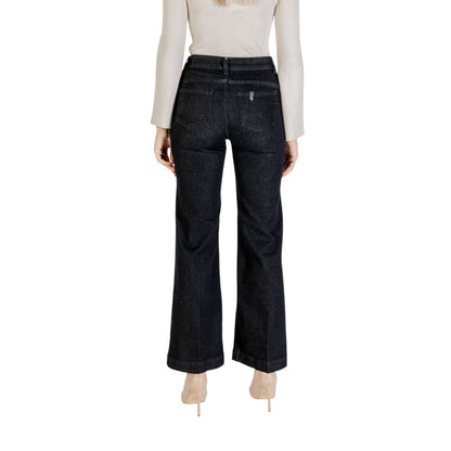 Black Cotton Bootcut Jeans