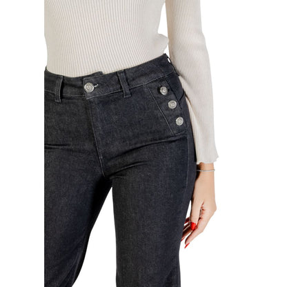 Black Cotton Bootcut Jeans