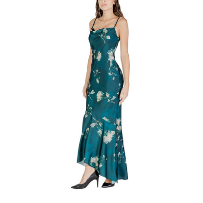 Bicolor Polyester Long Dress