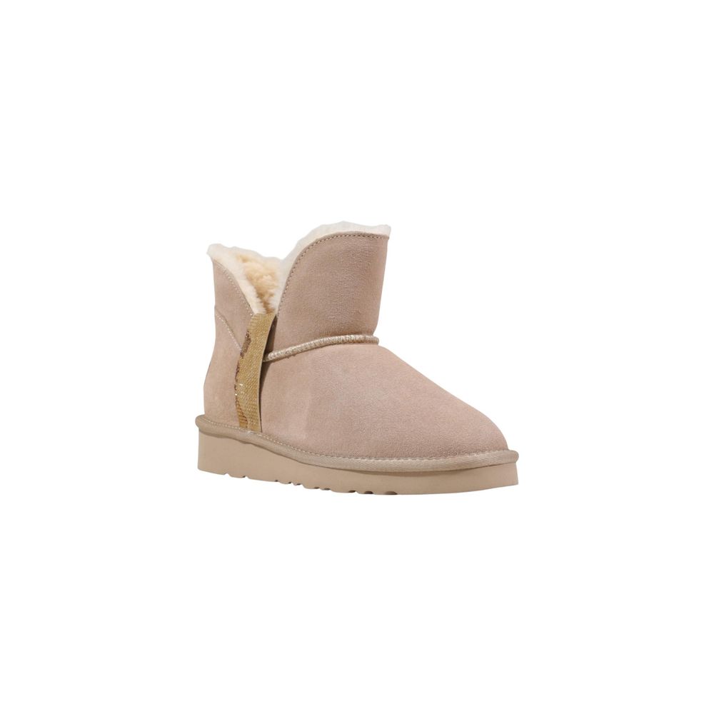 Beige Leather Ankle Boots