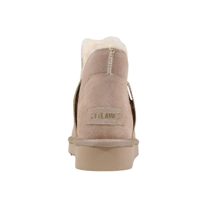 Beige Leather Ankle Boots