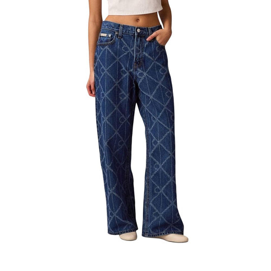 Blue Cotton Boyfriend Jeans
