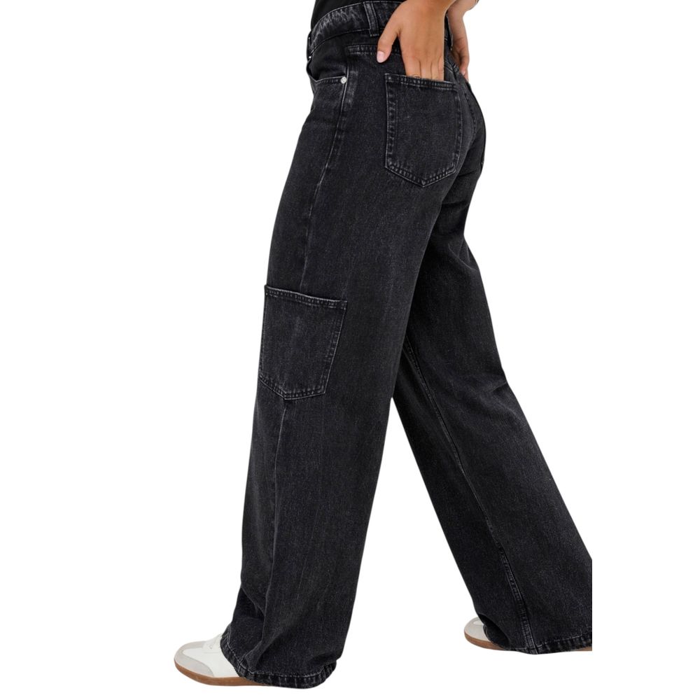 Black Cotton Relaxed Fit Jeans