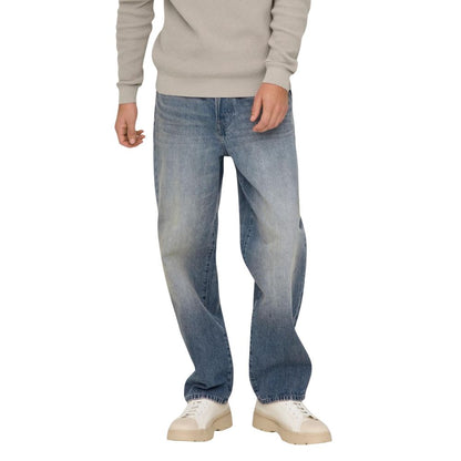 Blue Recycled Cotton Relaxed Fit Jeans