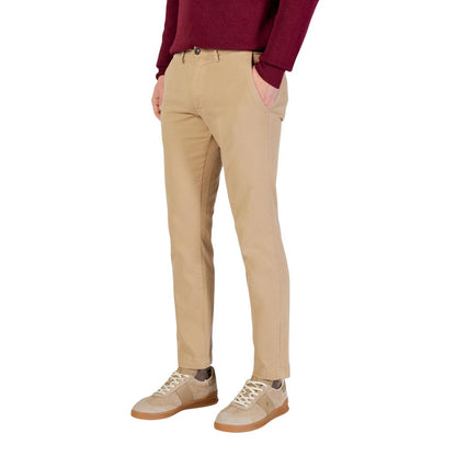 Beige Cotton Skinny Pants
