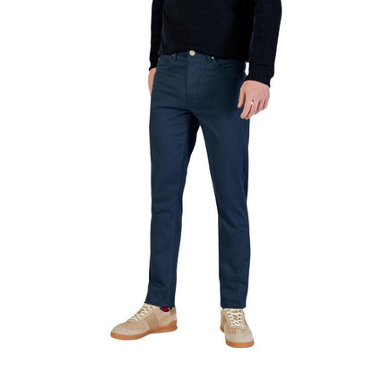 Blue Cotton Skinny Pants