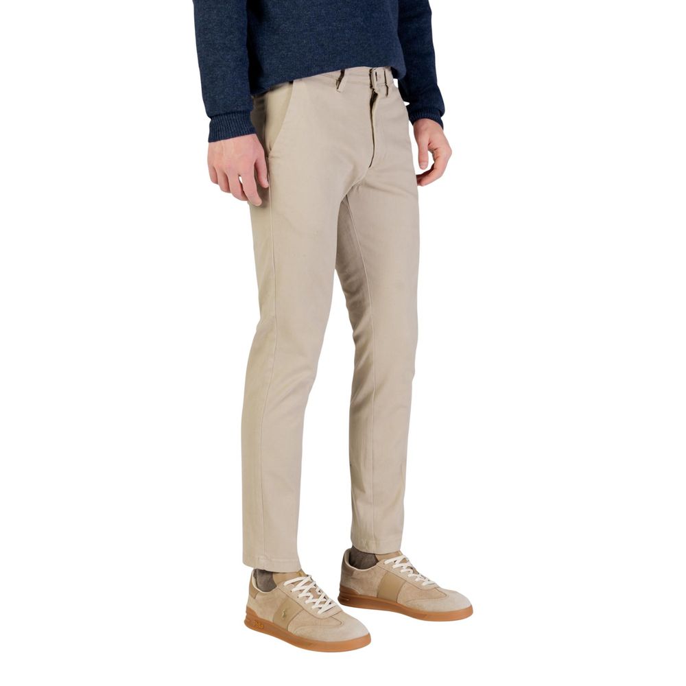 Beige Cotton Skinny Pants
