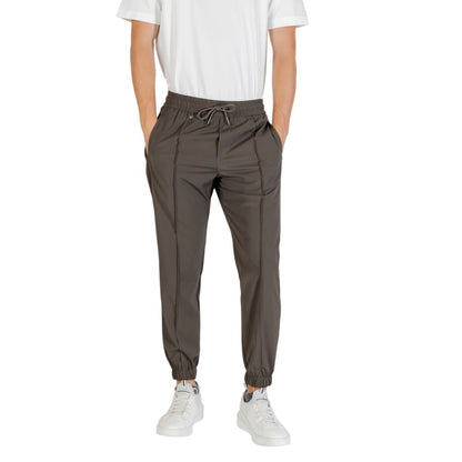Green Polyester Casual Pants