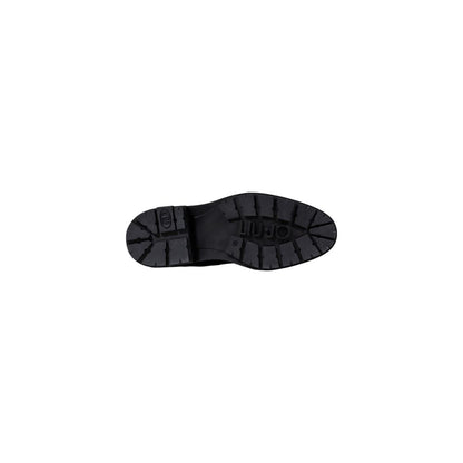 Black Artificial Leather Lace-Up Boots